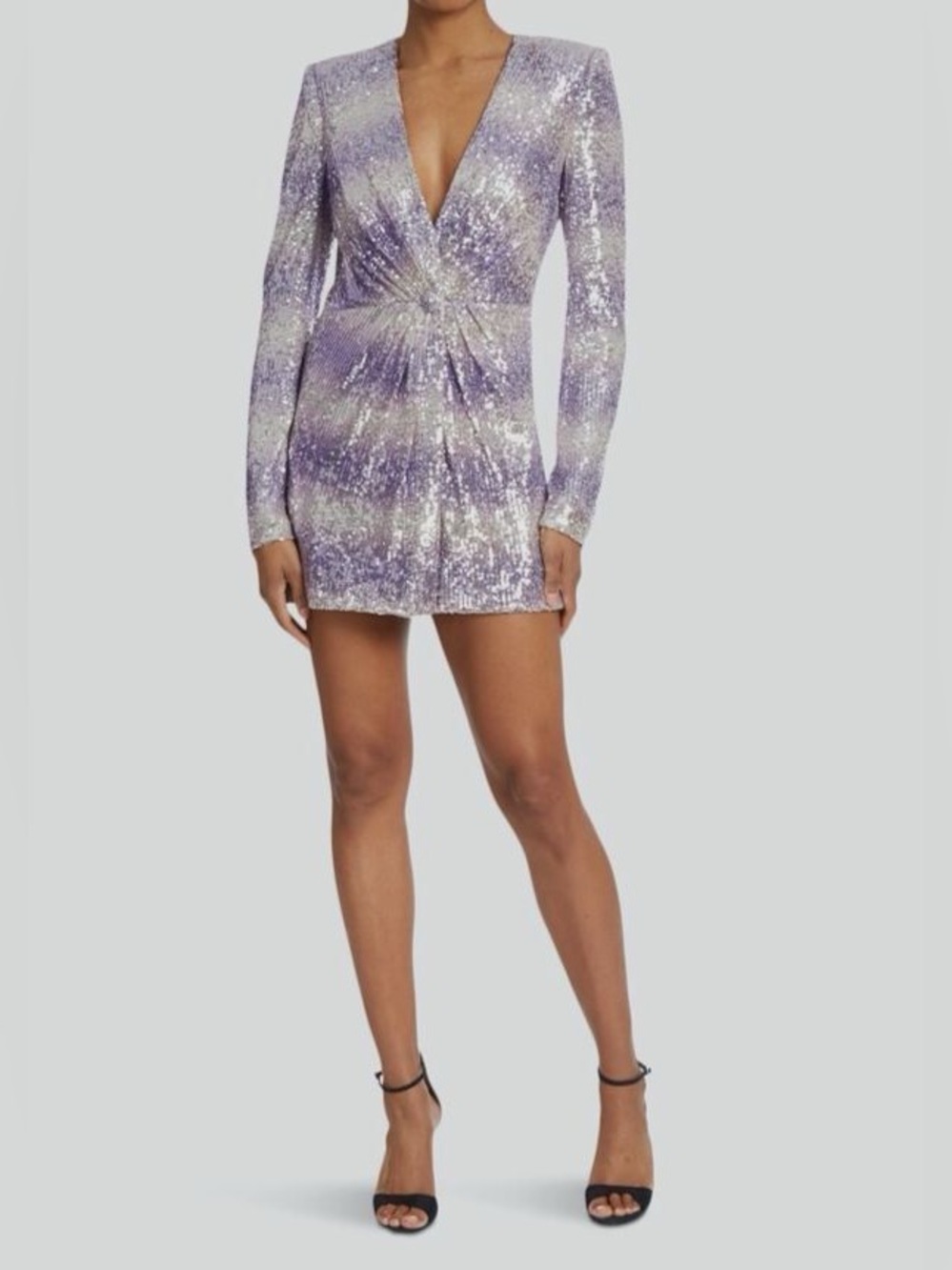 ONE 33 Social Sparkle Lilac Sequin Long-Sleeve Mini Dress party